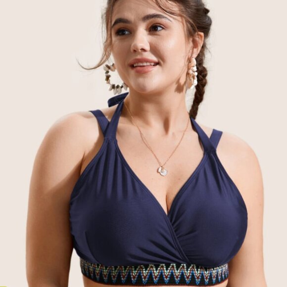 BloomChic Embroidered Wrap Tie Knot Swim Top size 10 - Picture 1 of 5